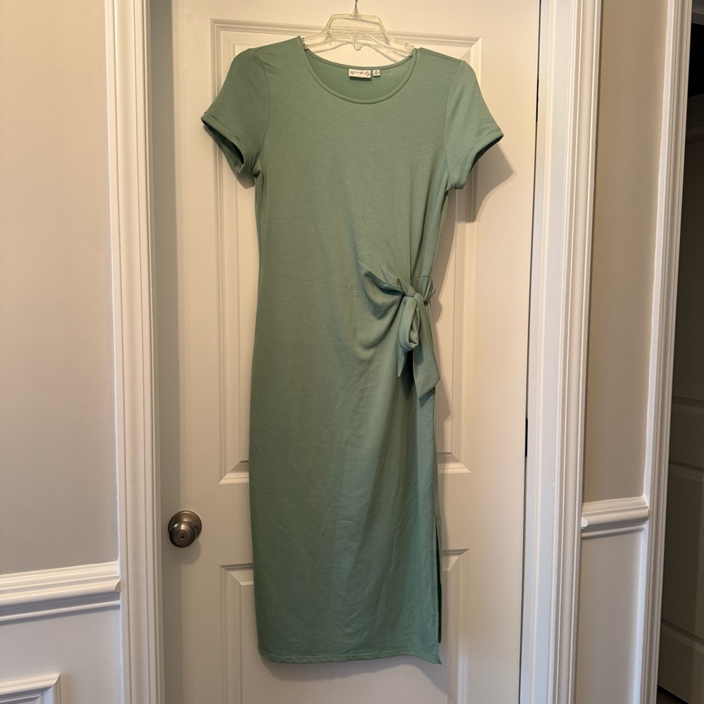 Wonderly Sage Tie-Waist Midi Dress